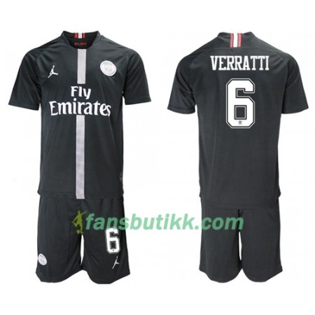 Fotballdrakt Paris Saint Germain Verratti 6 Jodan Svart Barn Tredjetrøye 2018-2019 Kortermet